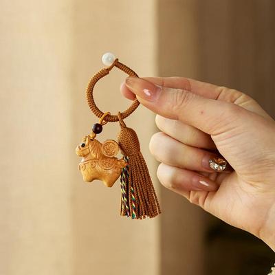 Creative Wooden Mascot Pony Tassel Keychain Zodiac Horse Pendant Backpack Hanging Decoration Year Souvenir Gift
