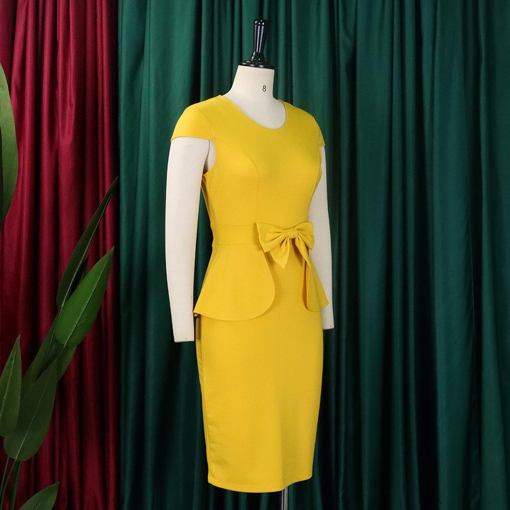 JKASHDK Damenmode Sommer Frühling Einfarbiger Druck Plus Size Kurzarm V-Ausschnitt Mittlere Taille Freizeitkleider