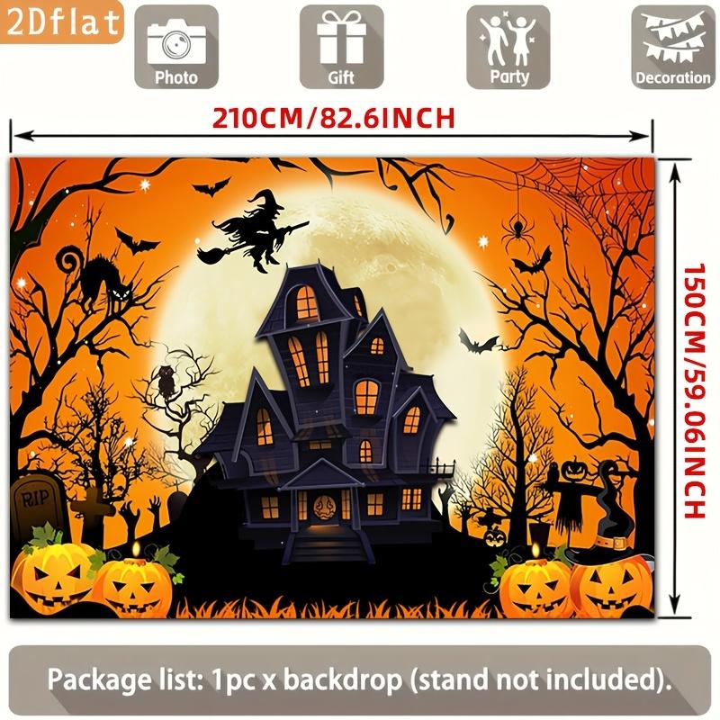 Two-dimensional flat banner 1 piece - Halloween Happy Party banner. Cartoon style night-time pumpkin pattern.