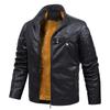 Herren Fleece Verdickte Stehkragen Lässige Mode PU Lederjacke