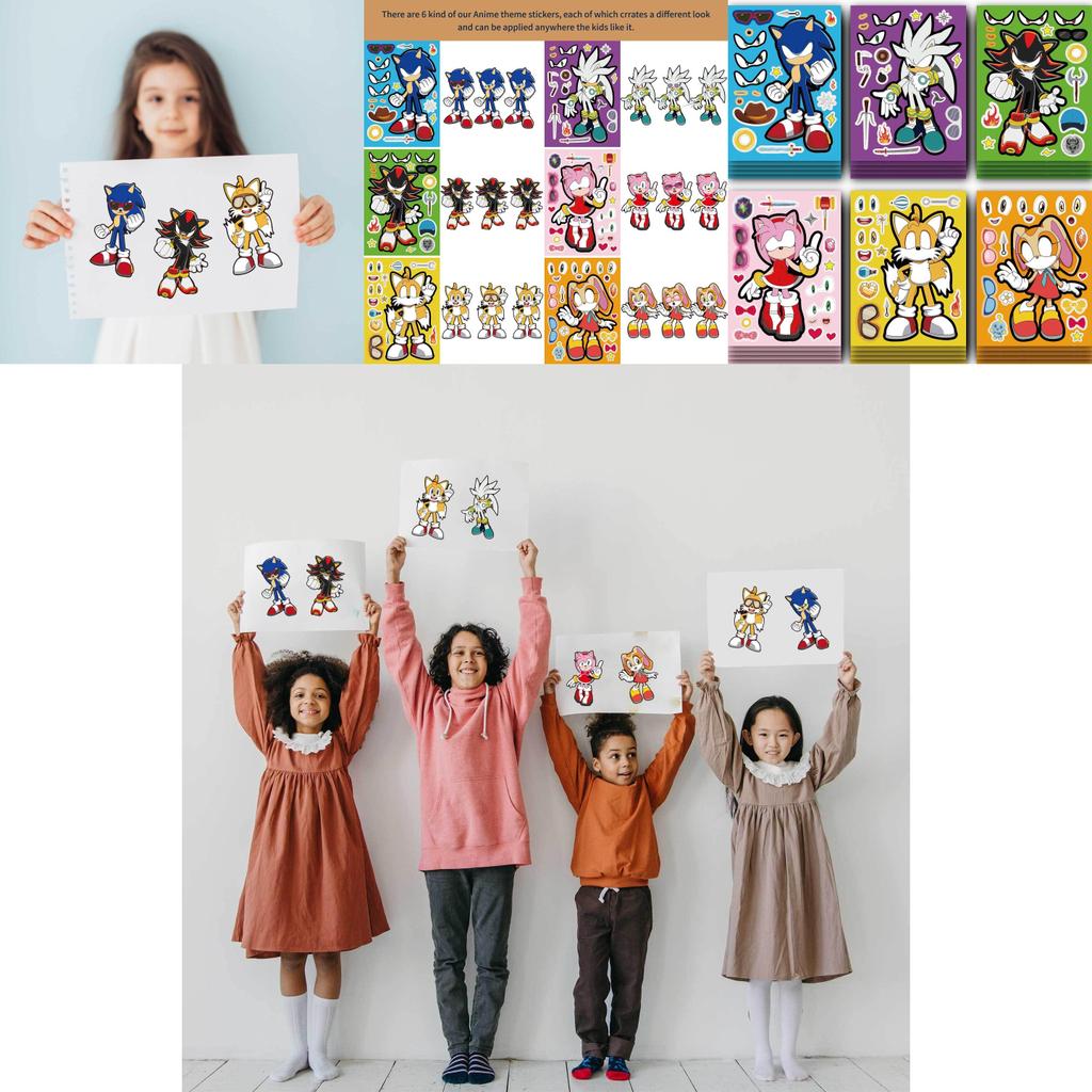 Adorable Sonic The Hedgehog Kids Anime Puzzle Interactive Sticker Diy Craft Set