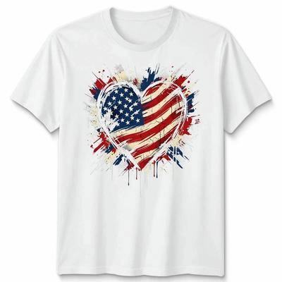 Love USA Flag Unisex T Shirt Independence Day American Patriotic Graphic Tee
