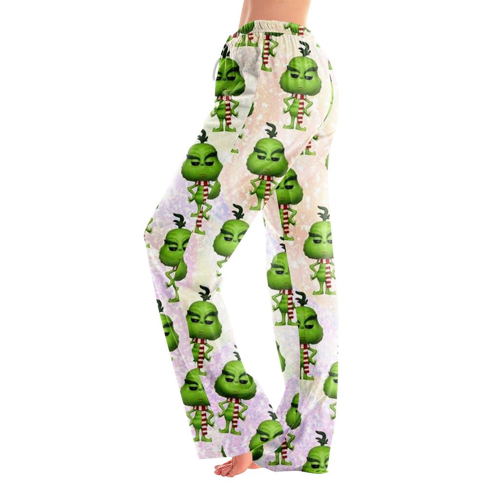 Damen Pyjamahose Nachtwäsche Lässige Hose mit Kordelzug und elastischer Taille Bequeme gerade lockere Yogahose