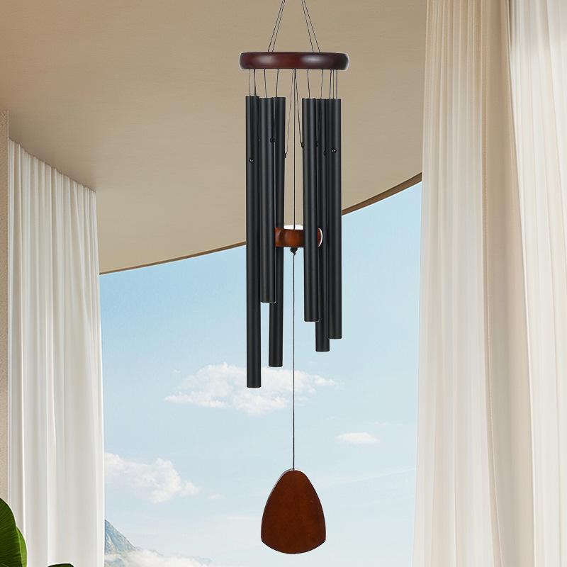 37-inch Retro Six-tube Aluminum Wind Chime Pendant - Home Decor Three-color Wall Hanging Ornament