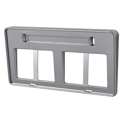 IMP207 Metal Black License Plate Base with Black for Standard and Light Cars Angles, Plated, Front-Only,