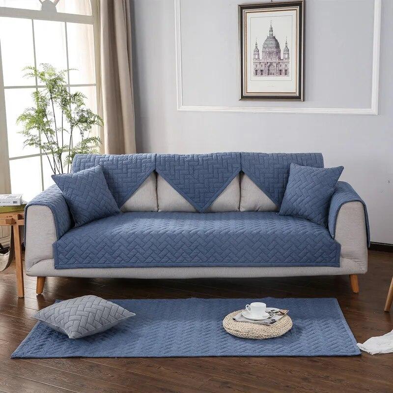 

Чехол для дивана из стираного хлопка, однотонный клетчатый коврик для дивана, универсальный для всех сезонов, чехлы для диванов для гостиной, защитные чехлы 90x160cm 1pcs