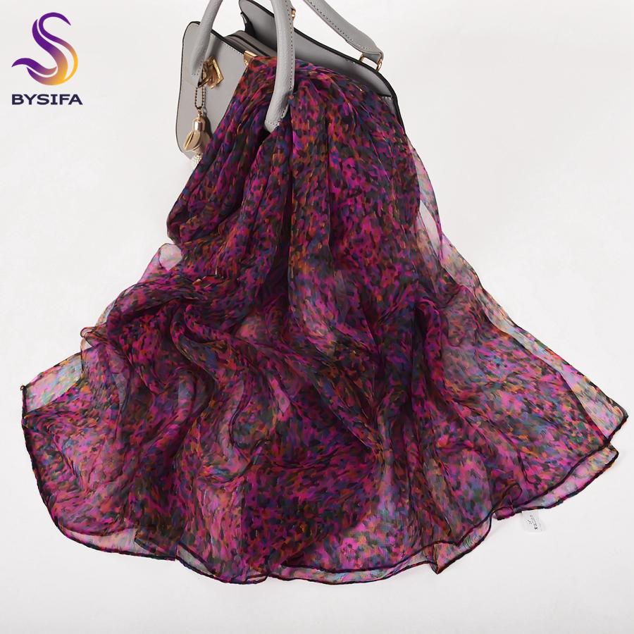 

[BYSIFA] Silk Scarf Hijabs Women Fashion Brand Summer Beach Cover-ups Ladies Navy Blue Neck Scarves 100% Silk Long Scarves