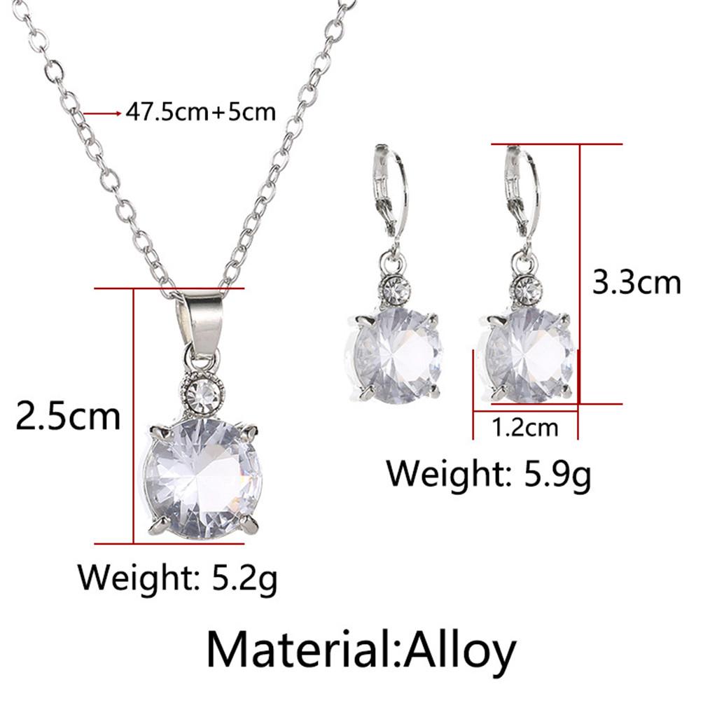 Zircon Crystal Earring Necklace Set Of Modern Style Brewer Round
