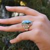 Sterling Silver Turquoise Statement Ring: Designer Gemstone Jewelry