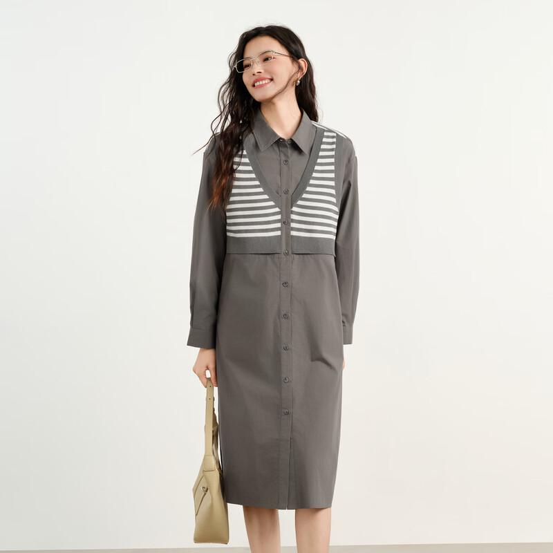 

Elva s Island Women s Faux Two-Piece Lapel Midi Dress L