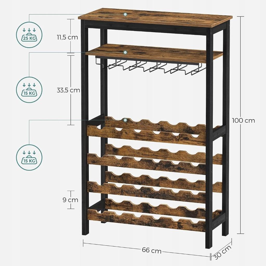 Shelf Rack for Wine and Glasses. Wooden Loft Wine Cabinet.