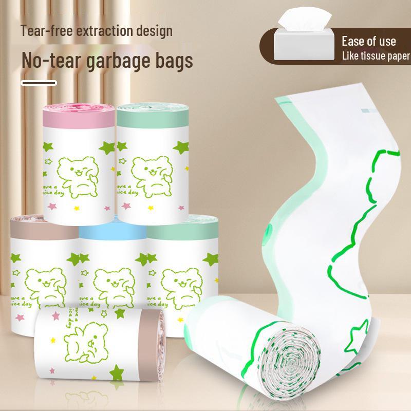 Mugwort Scented No-Tear Large Print Drawstring Trash Bags - Extra Thick, Household Kitchen Plastic Bags
