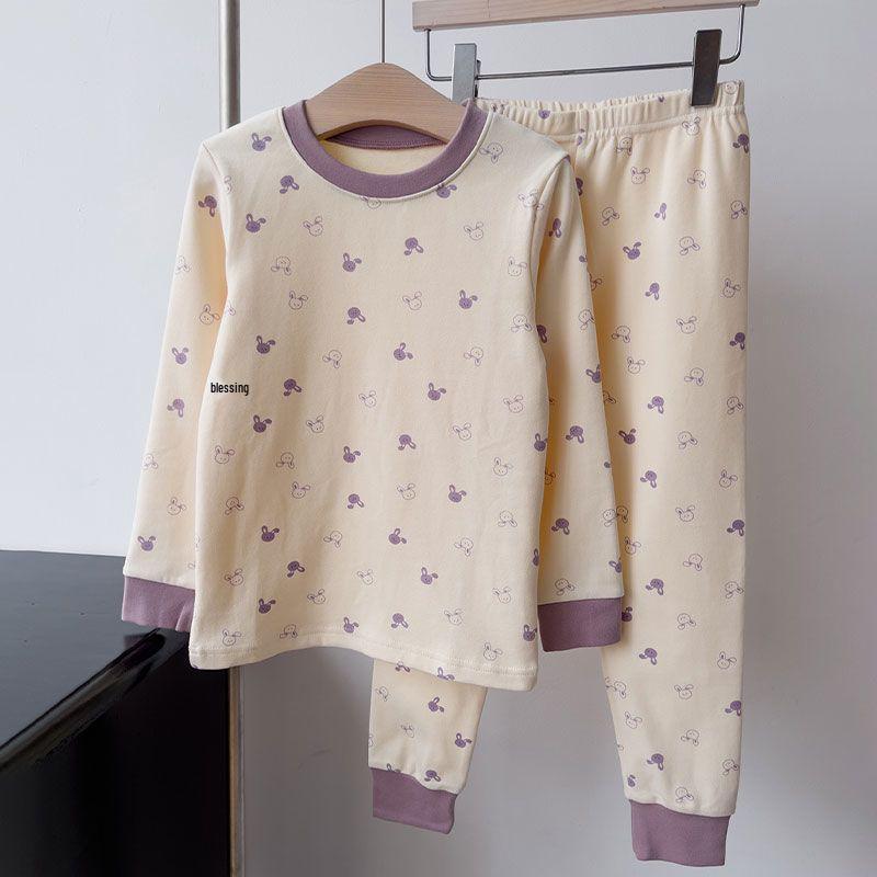 Baby Girl Winter Pajama Set - Warm Printed Long Johns for Toddlers & Kids