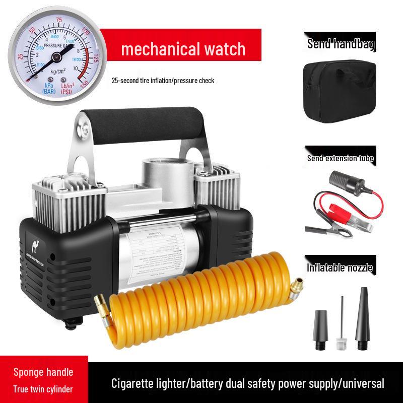 

Мощный портативный автомобильный насос для накачивания шин: Настоящий двойной цилиндр для быстрой накачки