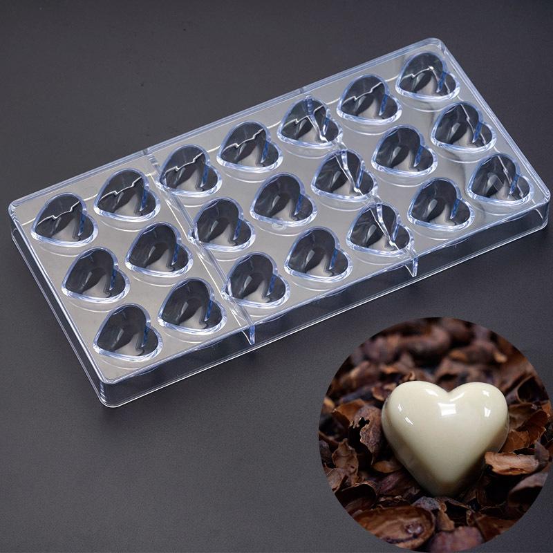 21-Cavity Heart Chocolate Mold, Transparent Plastic for DIY Jelly, Pudding, and Cake Baking