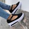 Wind large size casual single shoes women's spring new thick-soled one-word buckle Brock single shoes