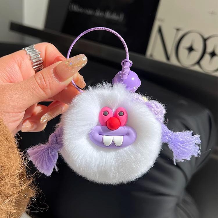 Plush Cartoon Monster Keychain: Cute Soot Ball & Rex Rabbit Fur Bag Charm