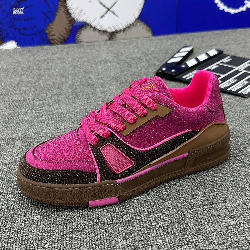 

Fashion Men s premium rhinestone casual shoes Men s fashio n flat sneakers.Luxury skateboard shoes A8 38 красный
