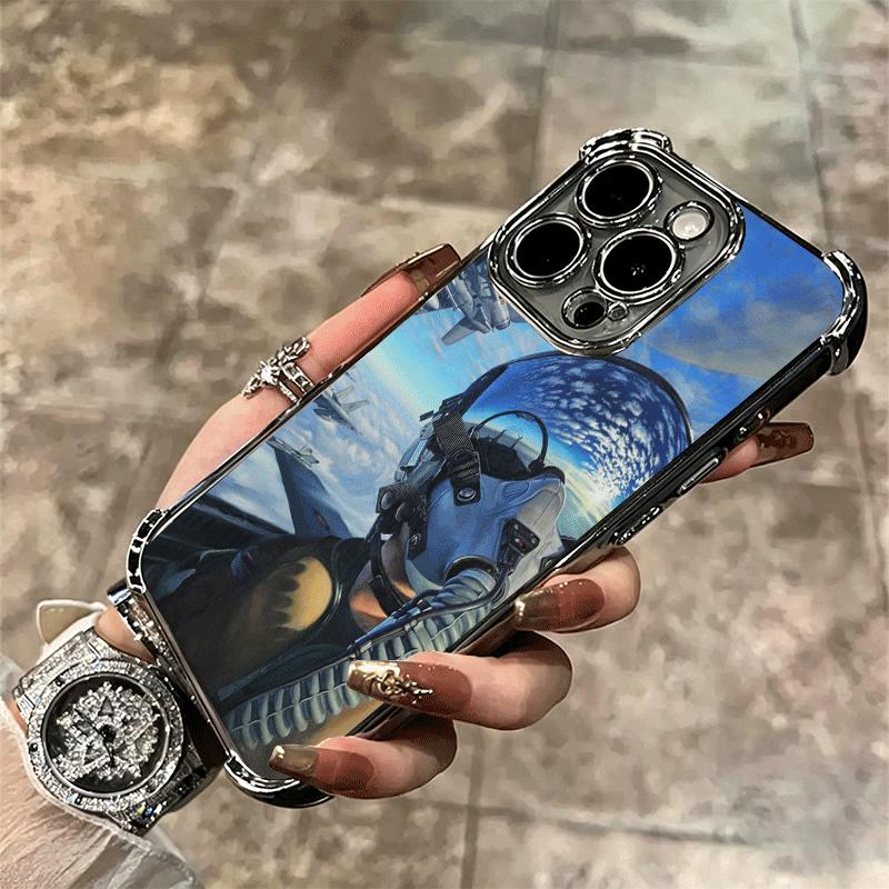 Warship Fighter Aircraft Carrier Soft Phone Case For iPhone 15 16 17 Air 14 Pro Max 16E Plus 13 12 Mini Plating Anti-Fall Fundas
