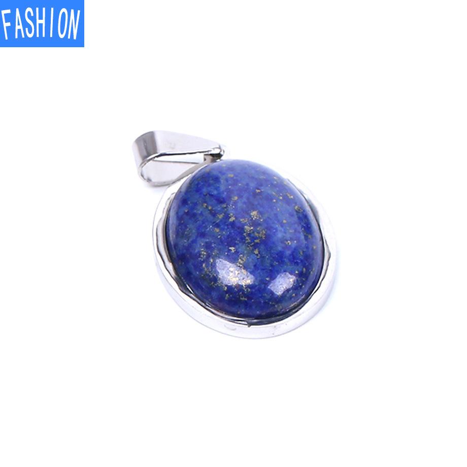 

Ожерелье с простой подвеской из овального выпуклого натурального кристалла lapis lazuli