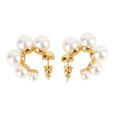Imitationsperlen Creolen Vergoldet Imitationsperlen Kreis Ohrringe Stilvoll Elegant Damen