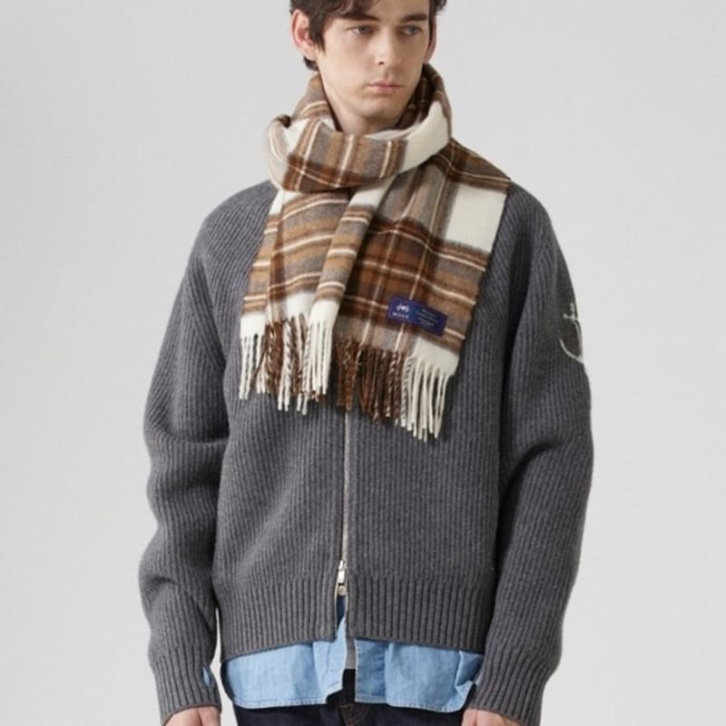 ABRAHAM MOON Merino Wool Shawl Muffler 50cm - Natural Dress Stuart