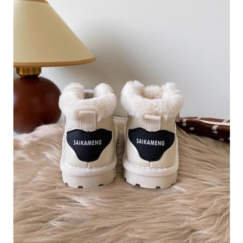 Koreanische version casual kinder schnee stiefel pelz integrierte verdickt samt baby baumwolle schuhe mädchen brot schuhe