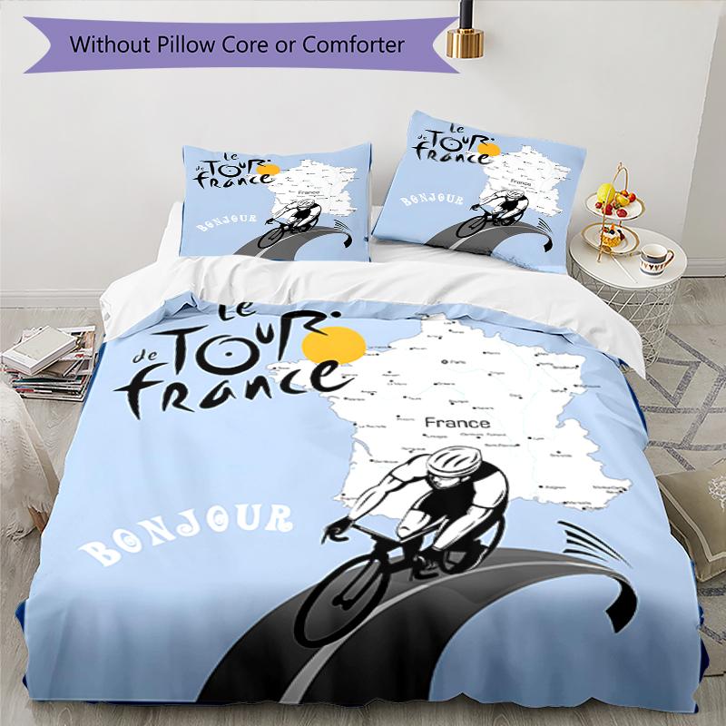 3pcs Tour de France Bedding Set Duvet Cover Closure Includes 1 Duvet Cover & 2 Pillowcases, Soft and Comfortable for All Seasons.