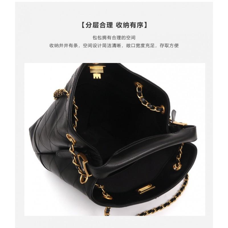 Factory Korean Diamond-style Chain Bucket Bag Sheepskin Light Luxury Women's Large-capacity High-end Portable Tote