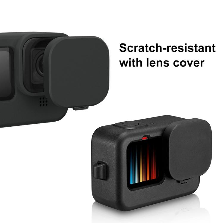 PULUZ pro GoPro HERO12 Black /11 Black /10 Black /9 Black Silikonový ochranný kryt pouzdra s popruhem na zápěstí a krytem objektivu