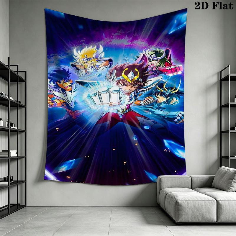 Saint Seiya Legend Sanctuary Tapestry Fashion Print Wallmounted Soft Background Cloth Work Of Art