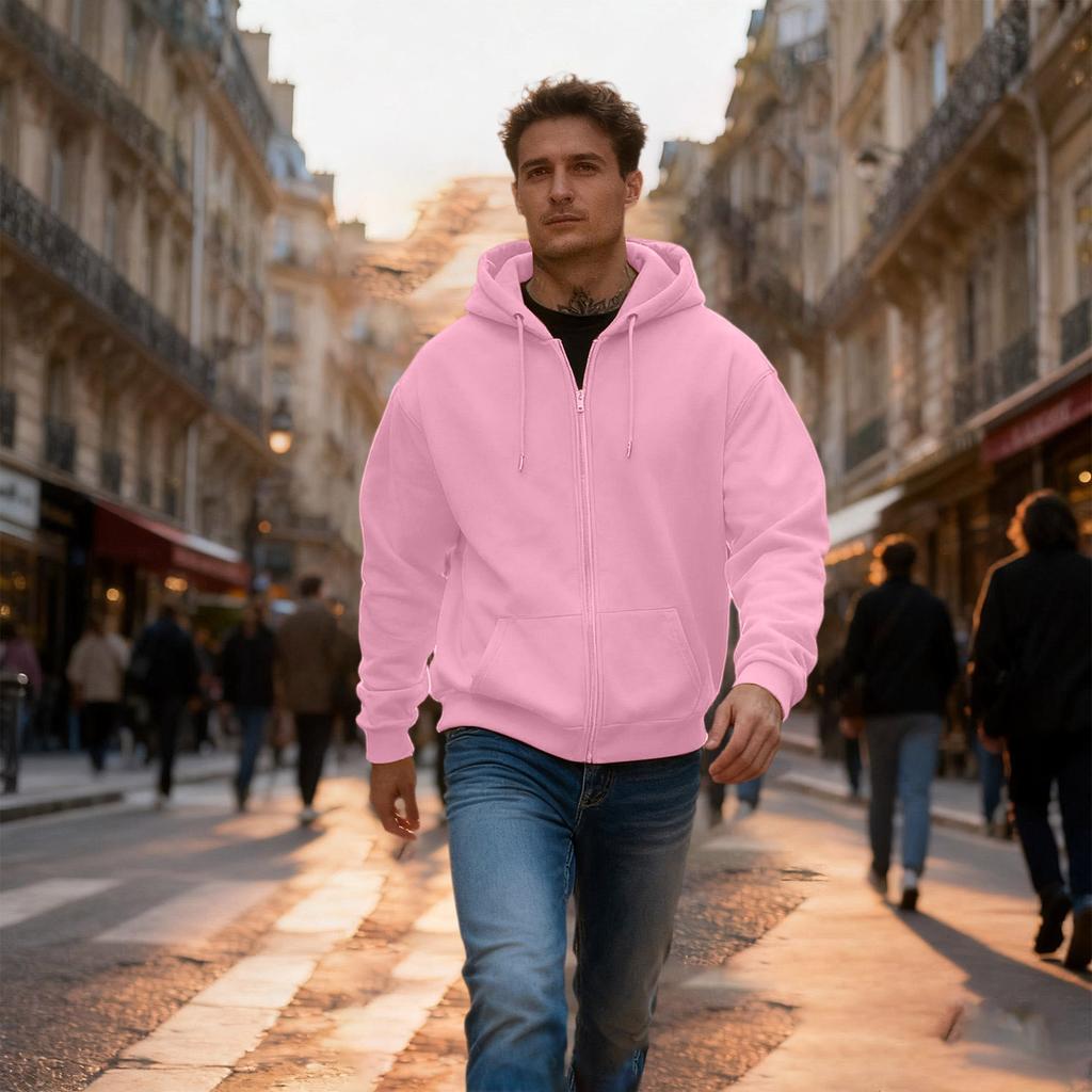 Full Zip Hooded Sweatshirt Unisex Casual Long Sleeve Drawstring Hoodie Classic Fit Pullover with Front Pockets for Everyday Wear