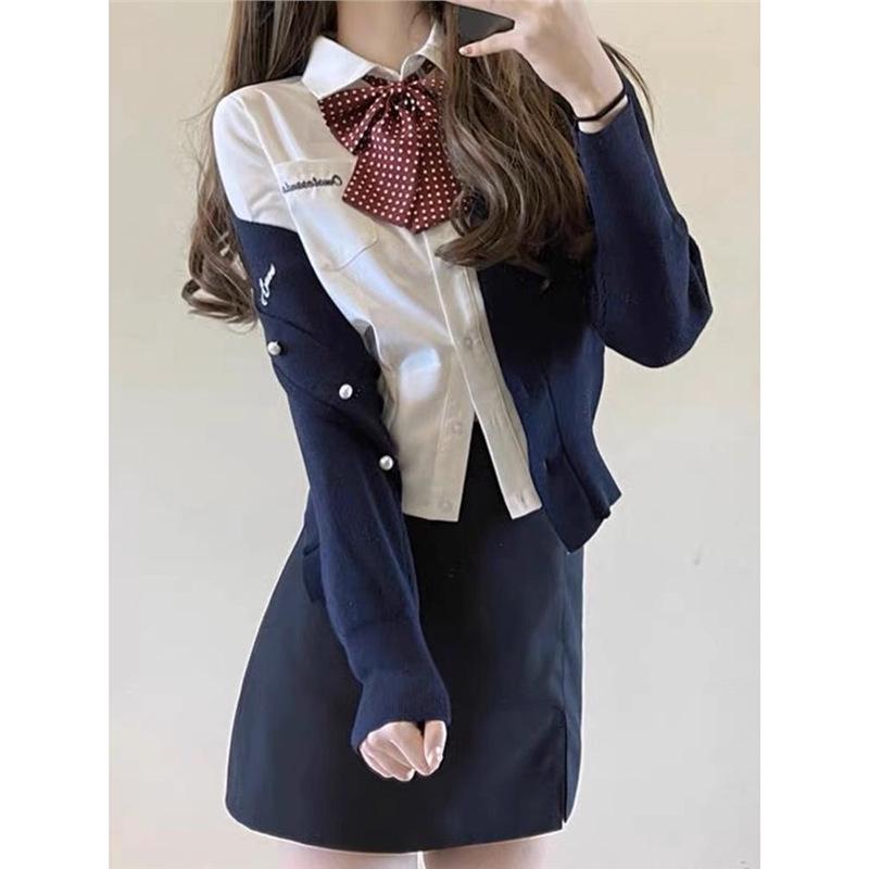 Trendiger JK College V-Ausschnitt Cardigan: Damen Strickpullover, Langarm Herbst Oberbekleidung