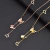 Non-Fading Sweet Fresh Necklace: Titanium Steel Tassel with Diamond-Embellished Multiple Butterflies