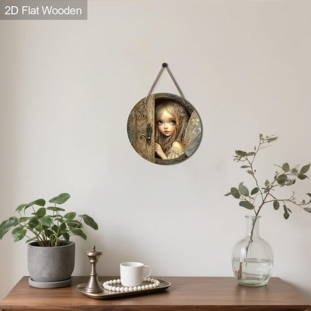 Rustic Fairy Wooden Sign - Charming Decorative Plaque with Peeking Fairy Design - Ideal Gift for Home, Garden Decor