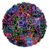 50pcs Neon Graffiti Waterproof Stickers for Phone, Water Bottle, Notebook, and Journal Decoration
