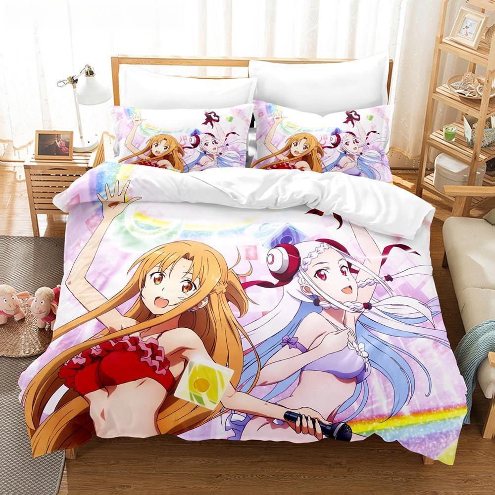 Sword Art Online Bedding Collection 3D Anime Print Polyester Quilt Cover Pillowcases Queen King For Kids Gift Anime Duvet Cover Collections