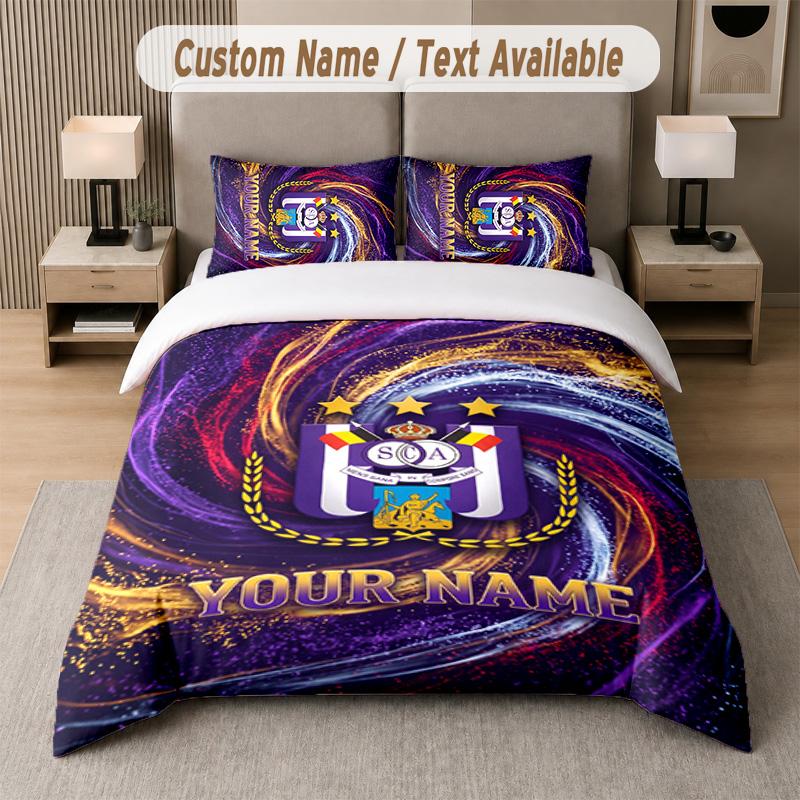Anderlecht FC Design Bedding Set Custom Text 1 Duvet Cover & 2 Pillow Cases