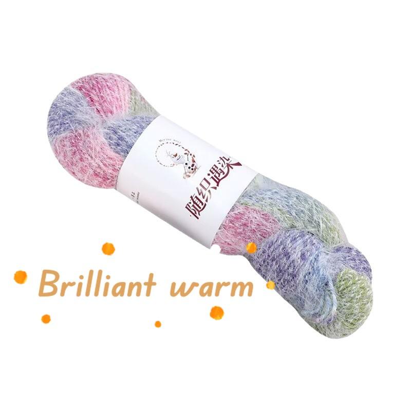 100g/roll Rainbow Gradient Color Wool Yarn Long Fluff Blended Yarn Hand Woven DIY Scarf Sweater Hat Shawl Wool Yarn Production