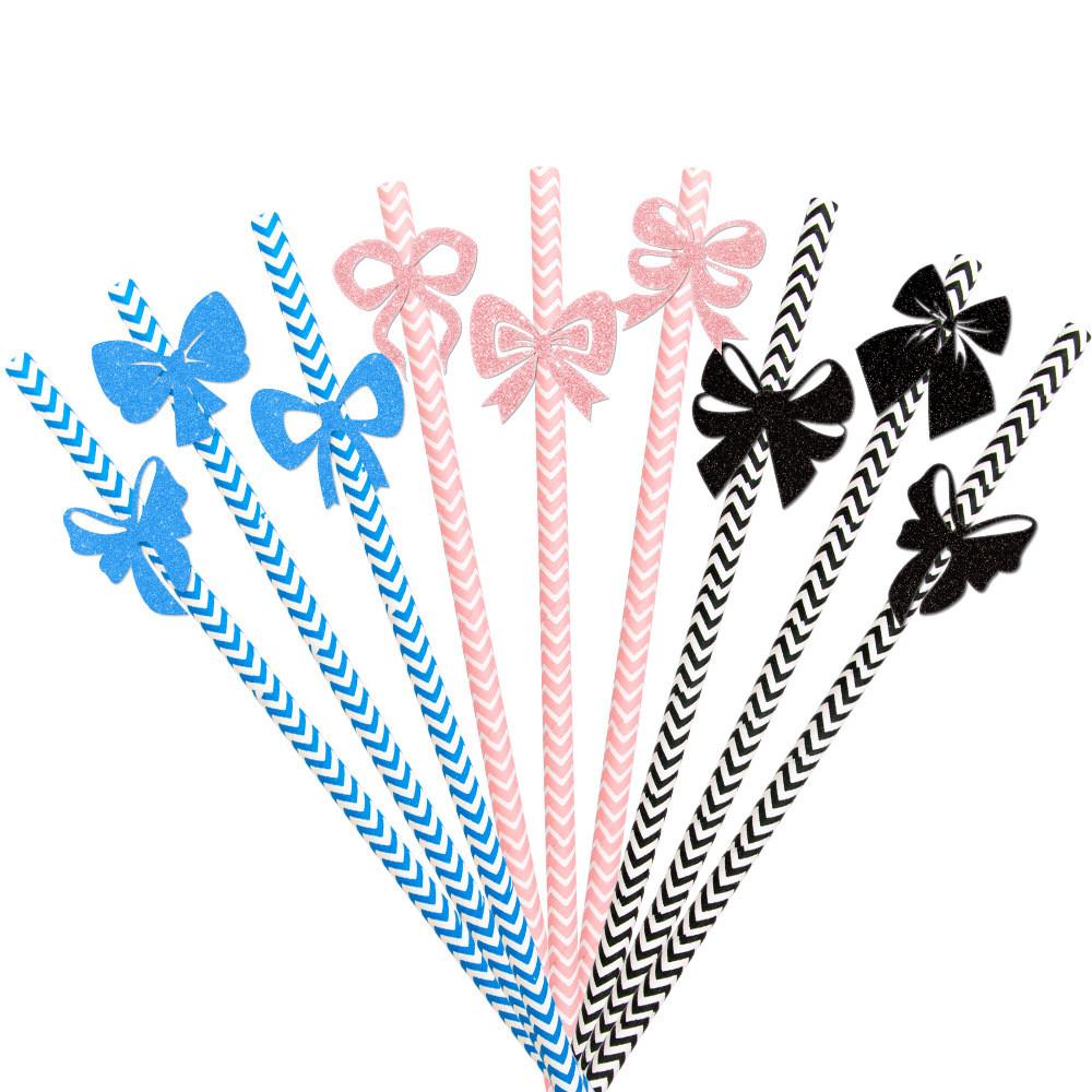 Bow Creative Decor Disposable Straw Birthday Party Scene Props Decoration