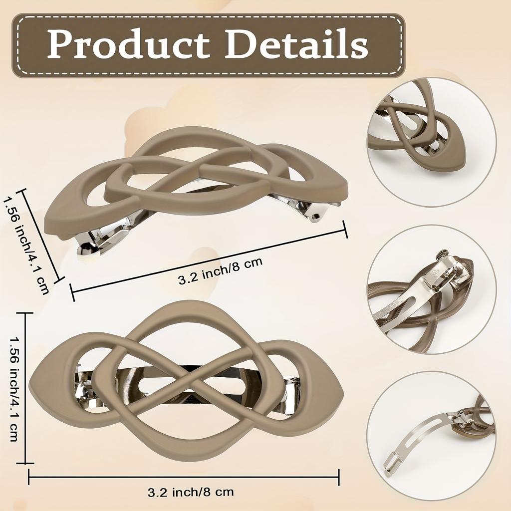 Stylish Hollow Metal Hair Clips with Crossed Ponytail and Half-Up Spring Hairpins In Gift Box