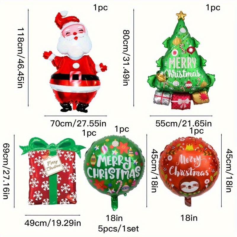 

5pcs Christmas Balloon Santa Claus Christmas Tree Decorative Balloon Aluminum Foil Balloon for Christmas Party Decor Supplies As Picture