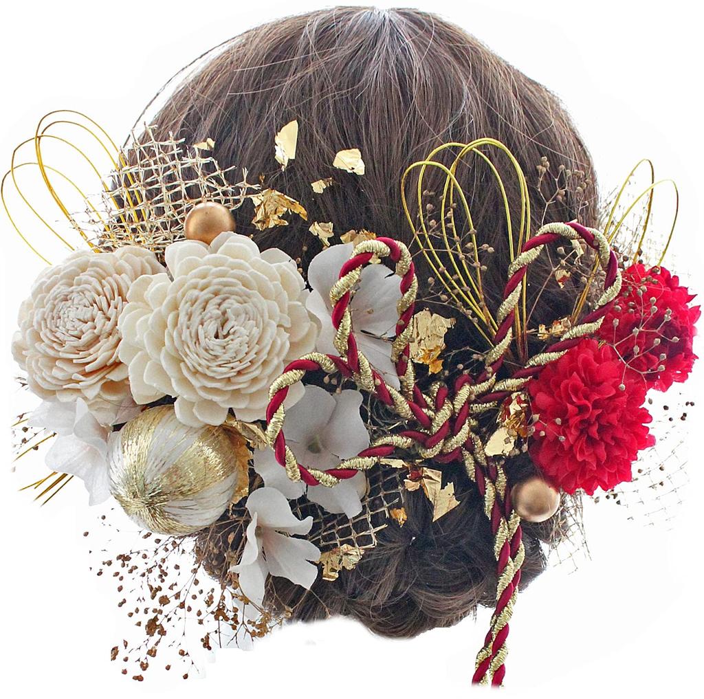 Japanischer Abschluss-Haarschmuck 661 Accessoires, Volljährigkeitszeremonie, Zeremonie, Hochzeit, Kimono, Hakama, Langarm-Kimono, Yukata, (rot)