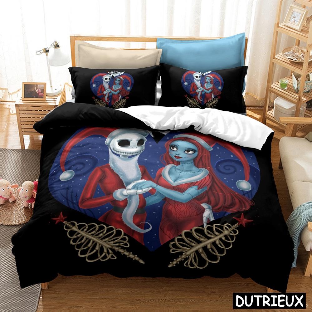 The Nightmare Before Christmas Duvet Cover Set 3D Cartoon Printed Bedding Set Queen King Size Comforter Cover Pillowcase Set