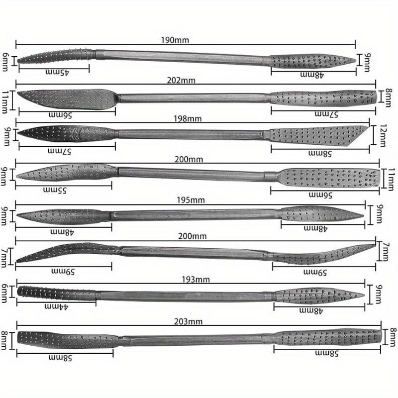 8Pcs/Set Heavy Wood Rasp Riffler File Set - Assorted Files for Rasp Cuts - Wood Shaping Tool