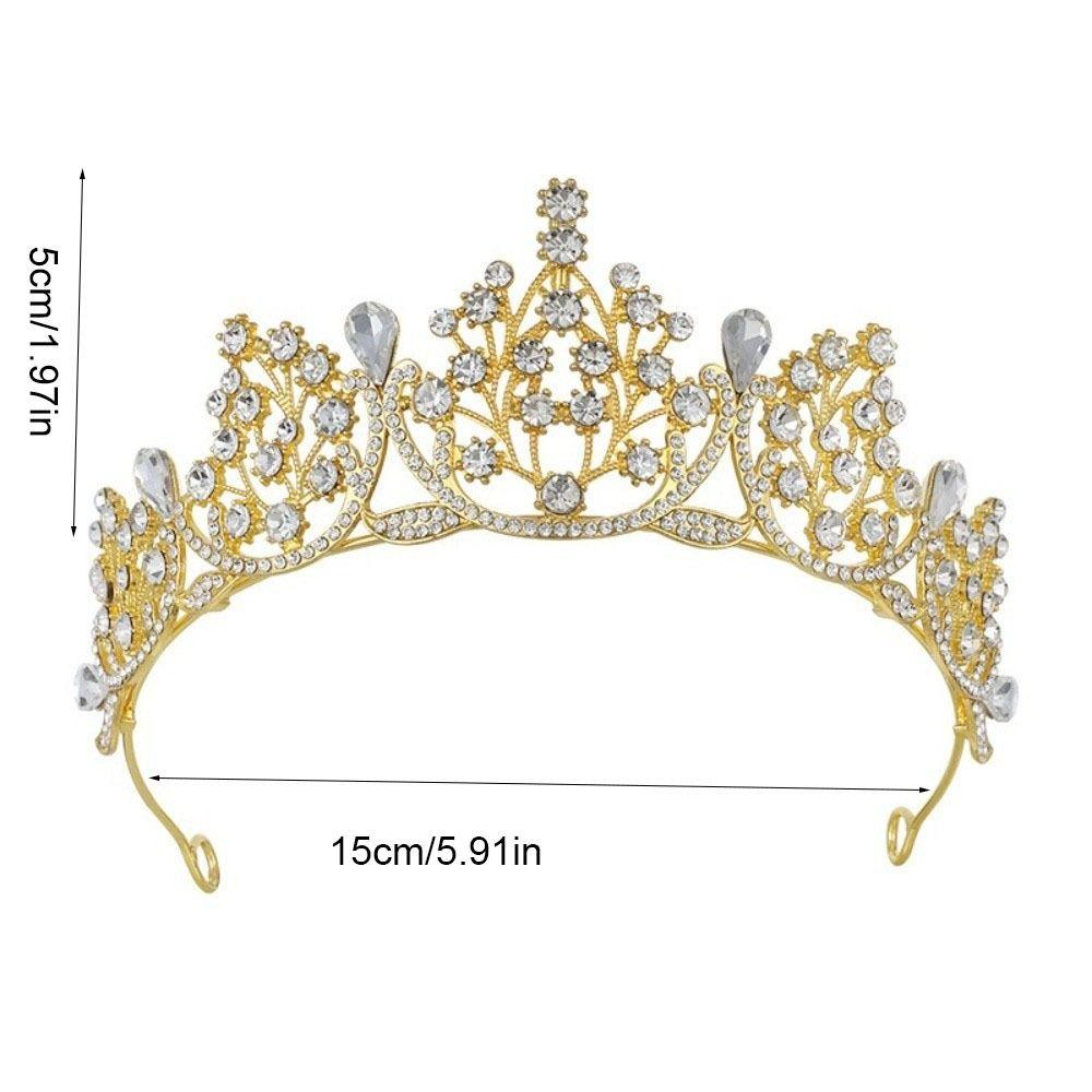 Shiny Princess Tiara Metal Rhinestone Crown Elegant Baroque Crown Bridal
