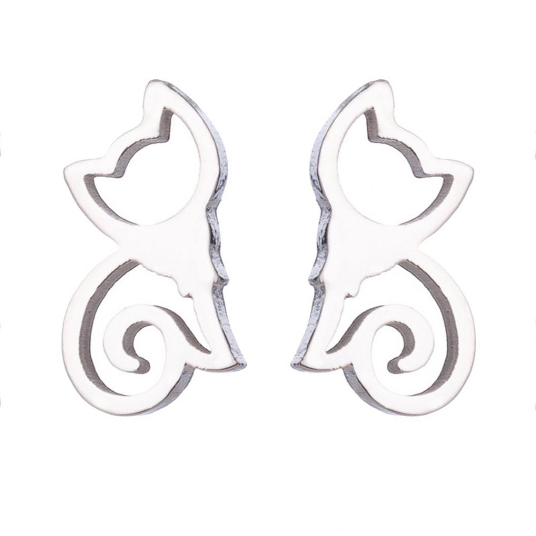 

Минималистичные полые серьги-гвоздики с изображением кота из нержавеющей стали, женские ювелирные изделия с милыми животными