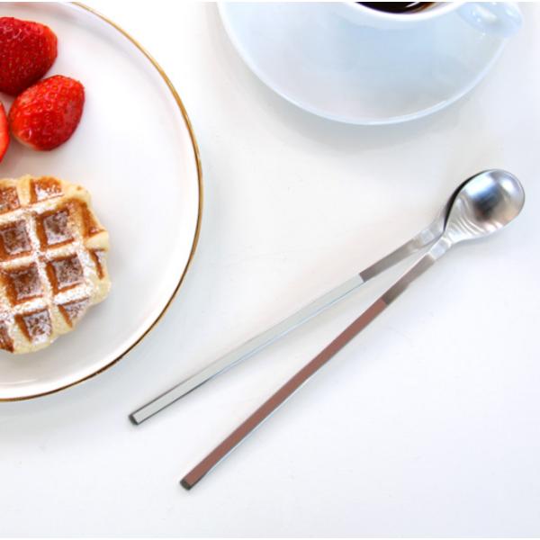 French Blanc ceramic color long spoons (2 types, 1 set), Cream, Mocha, Korean popular tableware
