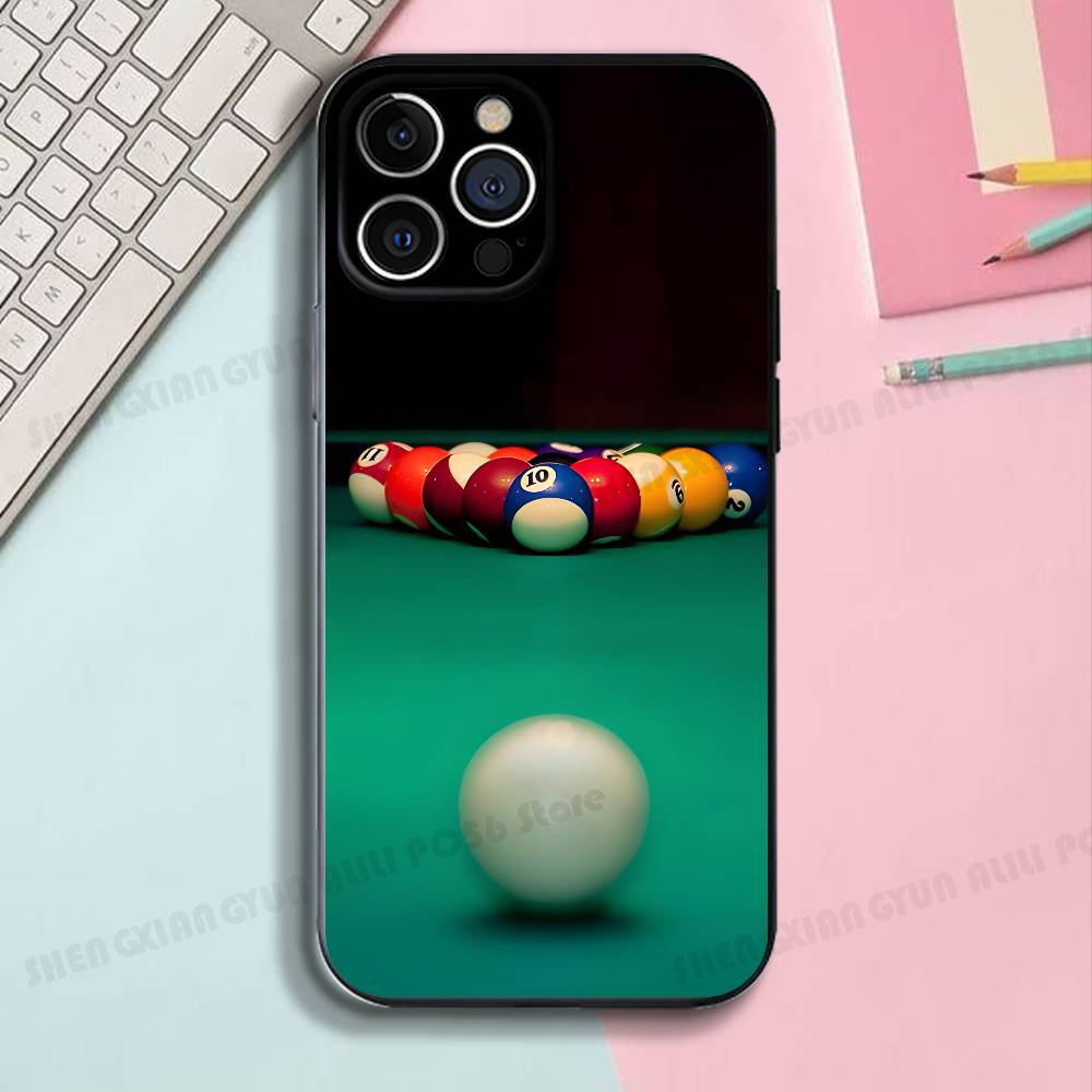

Sport Billiards Black Matte Phone Case For IPhone 17,16,15,14,13,12,13,12 Pro Max Plus XS Silicone Soft Back Cover iPhone16pro