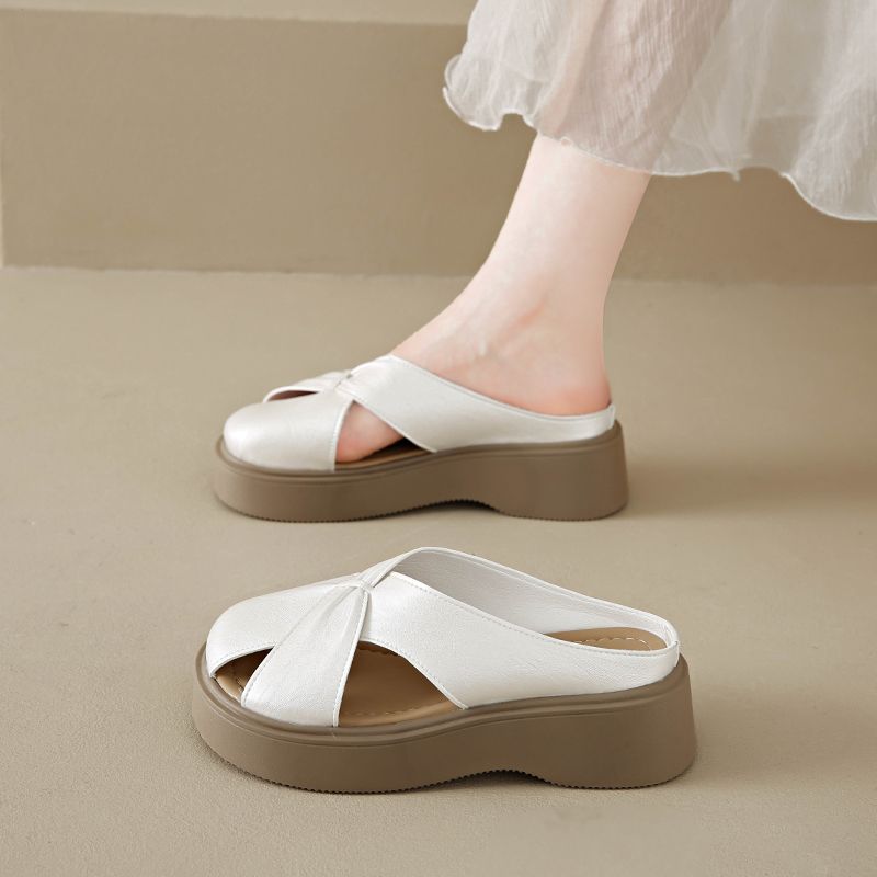 

Thick-bottomed bag head half slippers women s new summer out super soft one pedal niche versatile cool slippers women 35